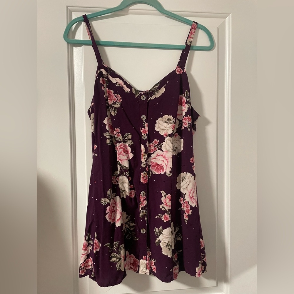 Torrid Purple Floral Button-Up Blouse